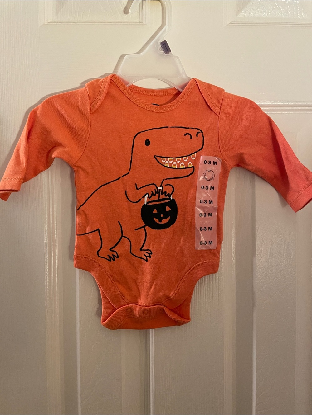 Orange Dino Halloween Baby One-Piece Bodysuit NWT 0/3mon Halloween